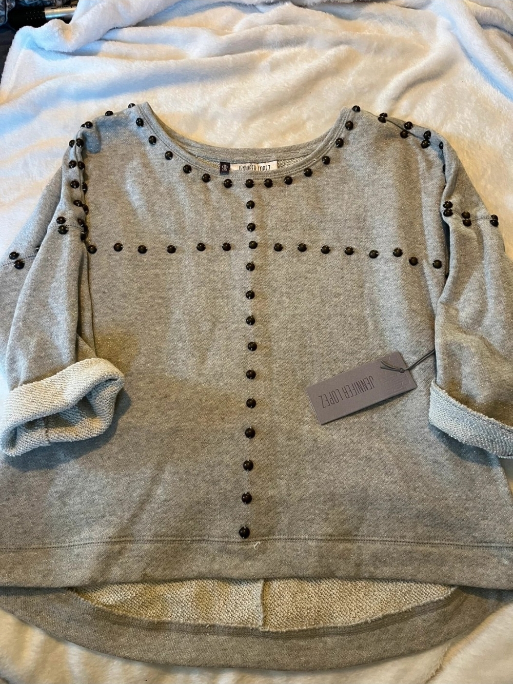 Jennifer Lopez Women's Gray Stud-Accent Sweatshirt
